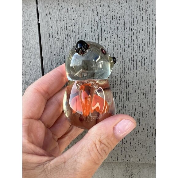 Vintage clear glass Panda bear paperweight VERY CUTE figurine coquette - Picture 3 of 11